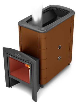 Печь для бани ПБ Тунгуска Макси 2013 Inox Витра ТО терракота